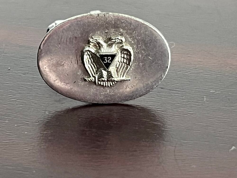 VTG Freemason Single Cufflink Silver Tone Eagle Scottish Rite 32 Degree Mason